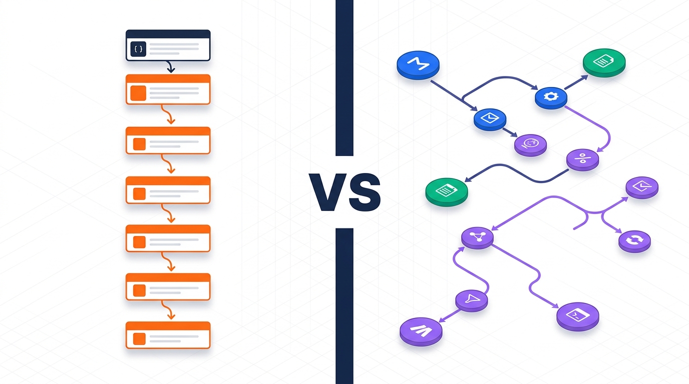 Zapier vs Make 2026 comparison illustration