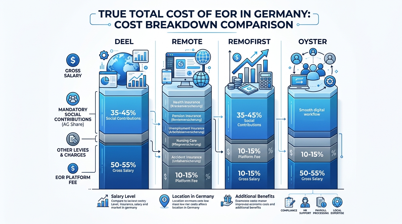 EOR true total cost for Germany - platform fee plus employer social contributions