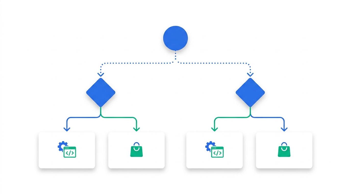 Decision flowchart for Notion integration build vs buy options based on workflow complexity