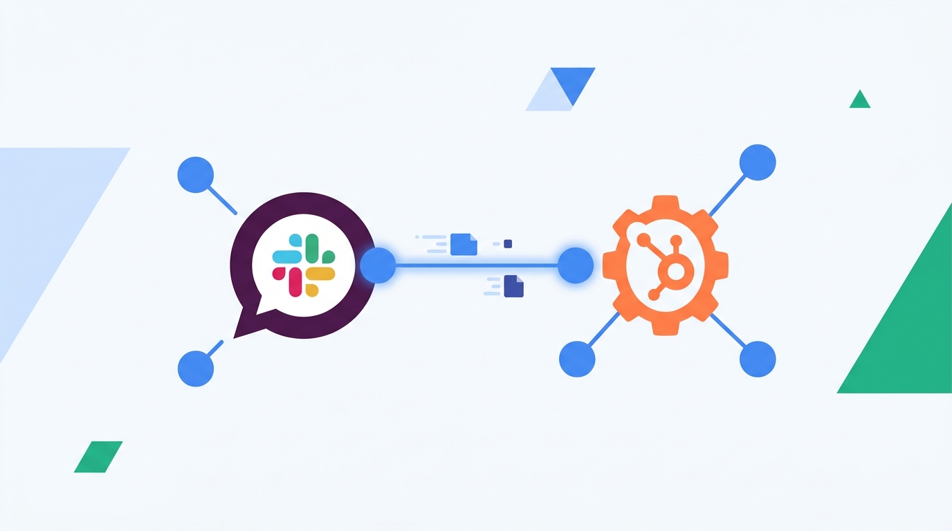 Slack and HubSpot connected by a flow of data between two app nodes