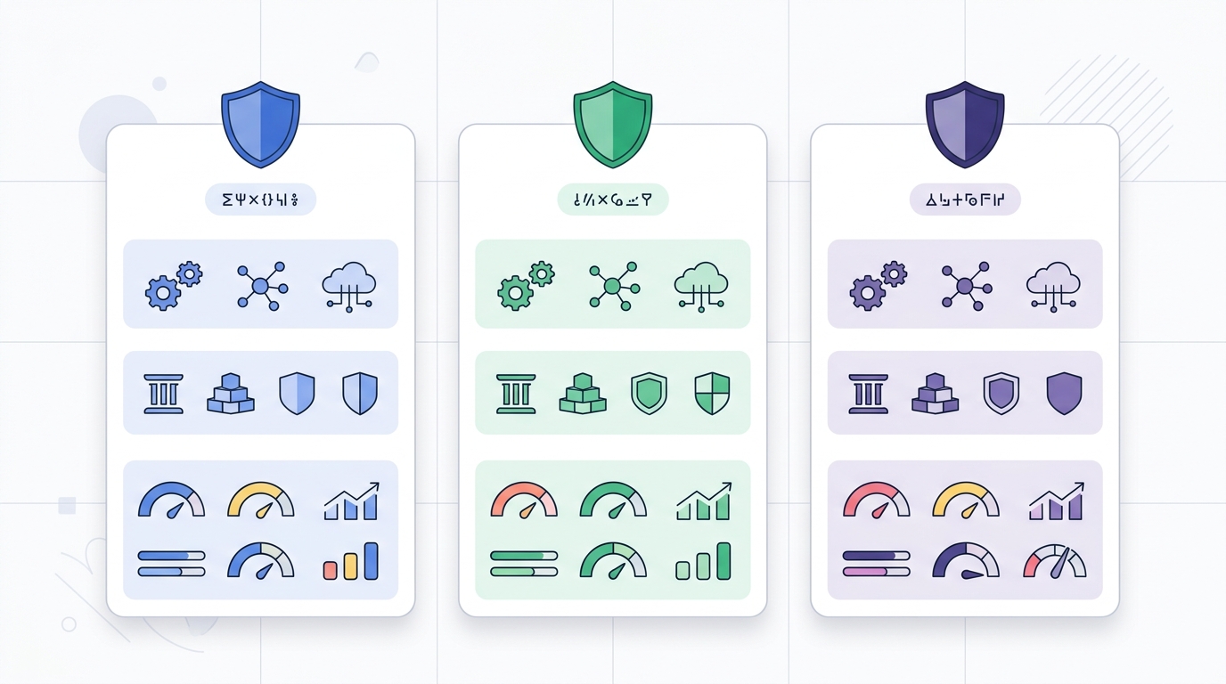Infographic comparing the three platforms across integrations, frameworks, and automation