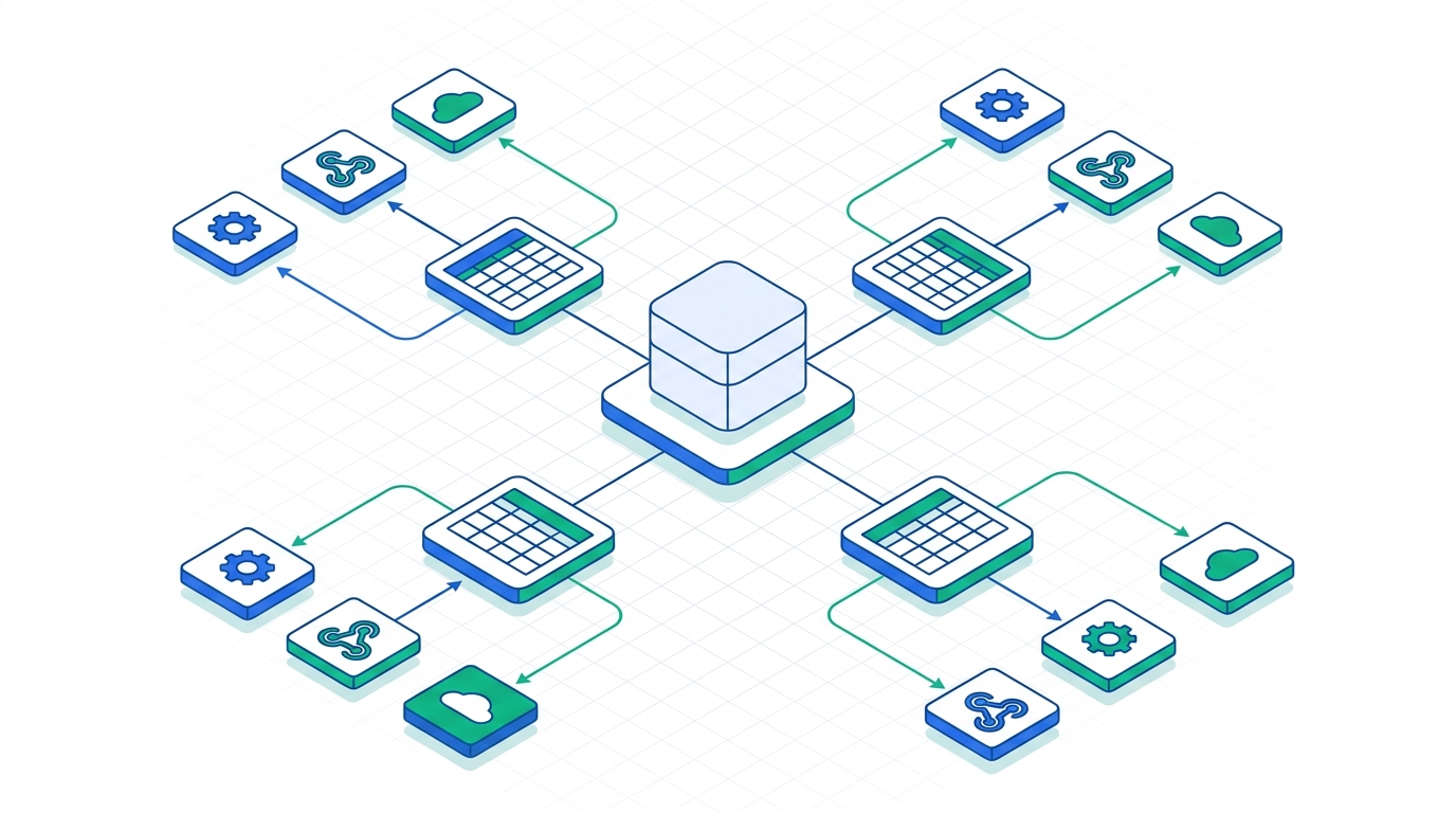 Notion API 2026 integration architecture diagram showing databases, data sources, and connected applications
