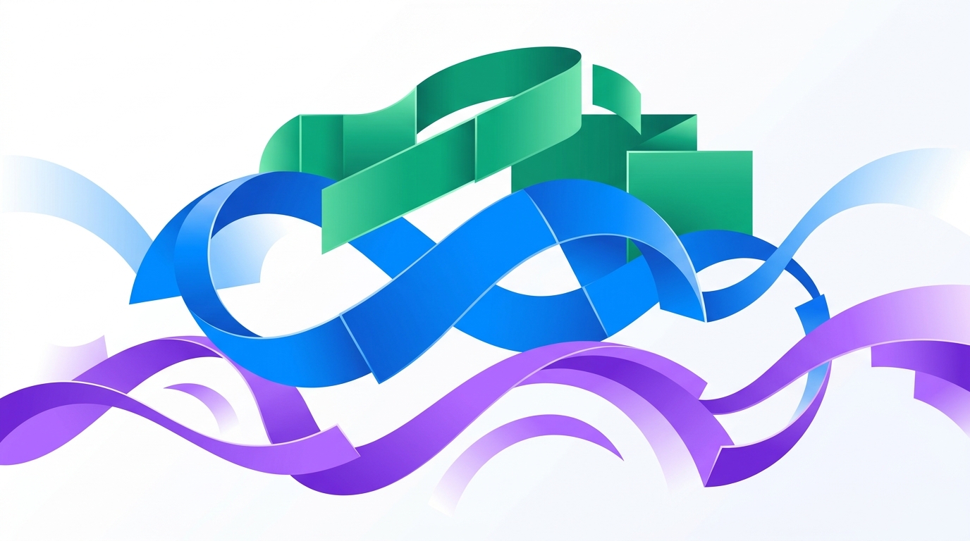 Abstract illustration of three overlapping data, engagement, and enterprise layers representing a modern sales technology stack
