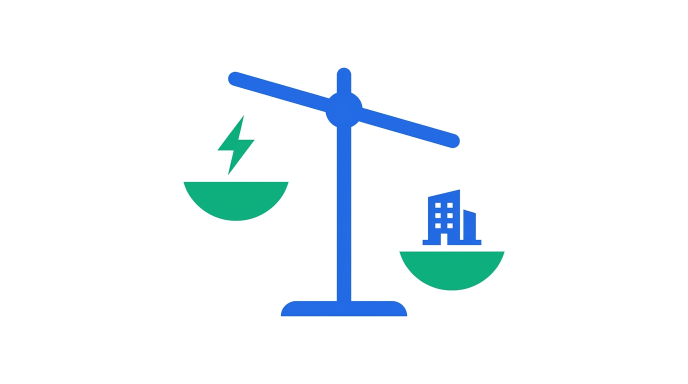 Conceptual illustration of a balance scale weighing a fast, flexible EOR path against the slower, higher-commitment path of establishing your own Canadian legal entity
